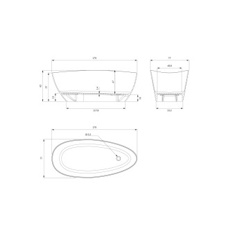 Omnires BARCELONA M+ volně stojící vana, 170 x 77 cm, bílý lesk BARCELONAXLBP