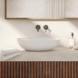 Omnires SHELL M+ SHELLUNBM Umyvadlo na desku 60x35cm, litý mramor, bílá mat