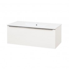 Mailo, koupelnová skříňka s keramickým umyvadlem, 1010x385x476 mm, bílá lesk CN517