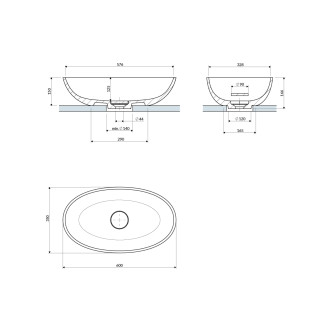 Omnires SHELL M+ umyvadlo na desku, 60 x 35 cm, matná popelavě šedá SHELLUNAG