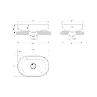 Omnires OVO M+ OVOUNTE Umyvadlo na desku 55x36cm, litý mramor, terracotta