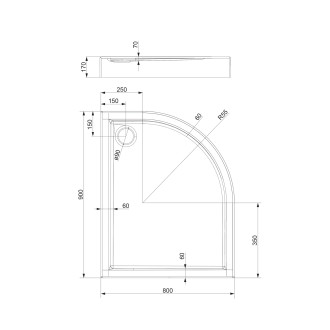 Omnires RIVERSIDE akrylátová sprchová vanička, 90 x 80 cm, bílý lesk RIVERSIDE80-90-LBP