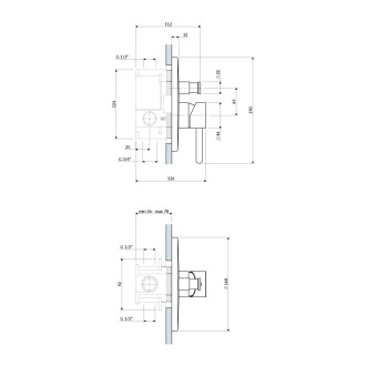 Omnires Y podomítková vanovo-sprchová baterie, nástěnný díl, kartáčované zlato Y1235ROGLB