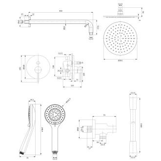 Omnires Y Sprchový podomítkový systém, černá SYSY38BL