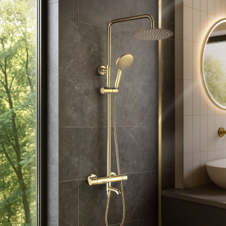 REA LUNGO Diamond Sprchová sada s termostatem - zlatá REA-P5960