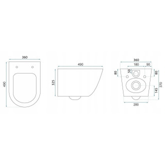 REA Carlo Mini Tornado Závěsná WC mísa, černá-kartáčovaná zlatá REA-C4330
