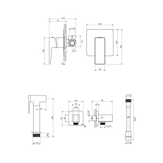 Omnires PARMA SYSPMBI1CR Podomítkový bidetový set, chrom