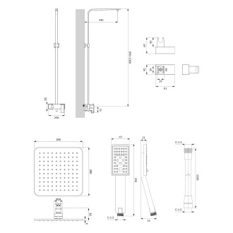Omnires PARMA PM7444GR Sprchový set, grafit