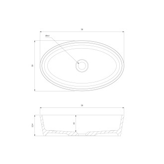 Omnires BARI M+ BARI500UNBCP Umyvadlo na desku, litý mramor bílá-černá lesk