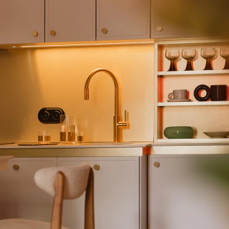 Omnires SWITCH Dřezová baterie s připojením na vodní filtr, kartáčovaná zlatá  SW9057GLB