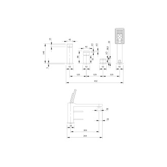 Omnires SLIDE SL7732GR Vanová 4-otvorová baterie, grafit