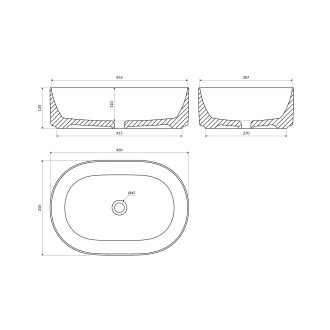 Omnires MESA MESA460BM umyvadlo na desku, bílá mat