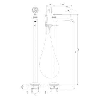 Omnires ARMANCE AM5233GL stojící vanová baterie, zlatá