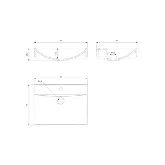 Omnires NAXOS NAXOS600BP Umyvadlo 60x46, litý mramor, bílá