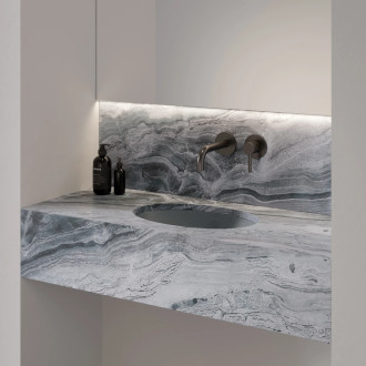 Omnires Shell M+ podstavné umyvadlo, 38 × 25 cm, ash grey mat SHELL380UPAG