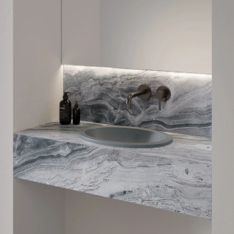 Omnires Shell M+ podstavné umyvadlo, 38 × 25 cm, ash grey mat SHELL380UPAG