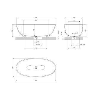 Omnires SHELL M+ volně stojící vana, 160 x 75 cm, popelová šedá SHELLWWAG