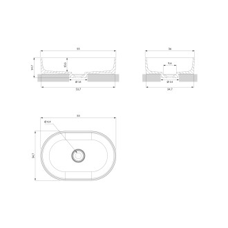 Omnires OVO M+ OVOUNCO Umyvadlo na desku 55x36cm, litý mramor, korál