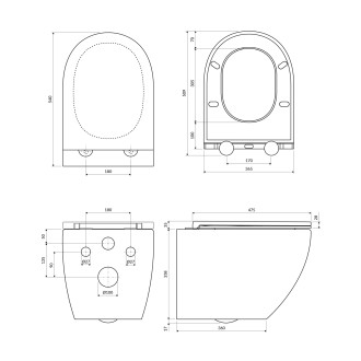 Omnires Ottawa sedátko soft-close pro závěsný klozet SILENT POWER mat bílá OTTAWACSPDEBM