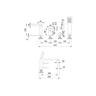 Omnires SLIDE SL7732CR vanová baterie 4otvorová, chrom