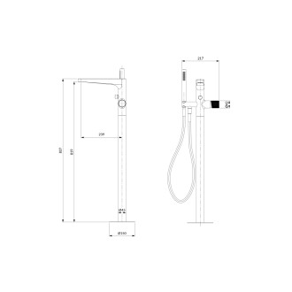 Omnires CONTOUR CT8033GLB Stojící vanová baterie, zlatá