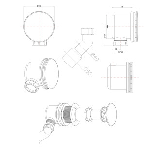 Omnires  ST7990.01+ST45CR Sifon ke sprchové vaničce, chrom