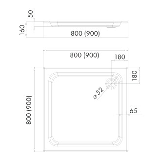 INVEST PROJECT akrylowy brodzik prysznicowy, 90 x 90 cm, biały połysk