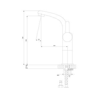 Omnires DARLING vysoká umyvadlová baterie, 24 cm, zlatý lesk DA5012GL