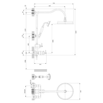 Omnires ARMANCE nástěnný sprchový systém s termostatem, zlatý lesk AM5244-6GL
