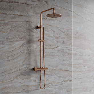 Omnires CONTOUR nástěnný sprchový systém s termostatem, kartáčovaná měď CT8044CPB
