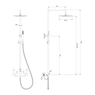 Omnires Y termostatický sprchový systém pro exponovanou instalaci, matná bílá Y1244SUWM