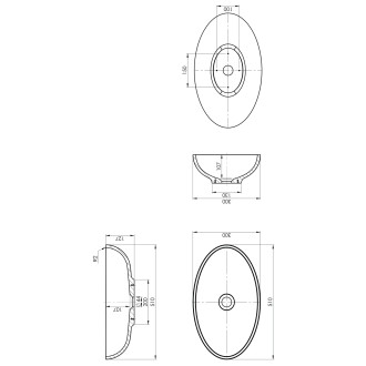 Omnires CRETE M+ umyvadlo na desku, 51 x 30 cm, bílý lesk CRETEBP