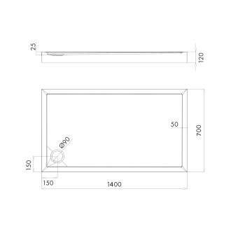 Omnires CAMDEN akrylátová sprchová vanička, 70 x 140 cm, bílý lesk CAMDEN70-140-PBP