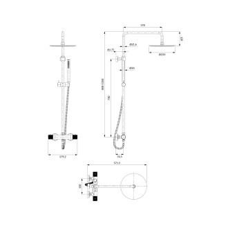 Omnires CONTOUR Termostatický sprchový set, chrom