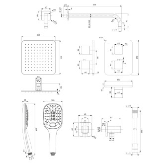 Omnires PARMA SYSPM17ACRB Podomítkový sprchový set s termostatickou baterií, chrom-bílá