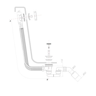 Omnires  TK104-1.25+64-SBR Vanový sifon, starožitný bronz