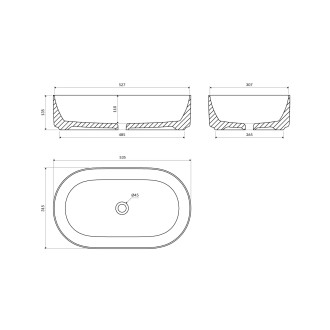 Omnires MESA MESA530BP umyvadlo na desku, bílá lesk
