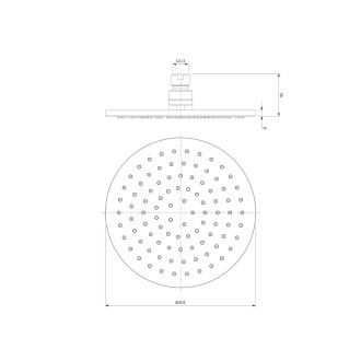 Omnires SLIMLINE WG120BL sprchová hlavice 20cm, černá mat