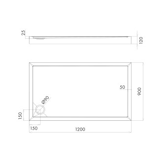 Omnires CAMDEN akrylátová sprchová vanička, 90 x 120 cm, bílý lesk CAMDEN90-120-PBP