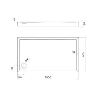 Omnires CAMDEN akrylátová sprchová vanička, 70 x 100 cm, bílý lesk CAMDEN70-100-PBP