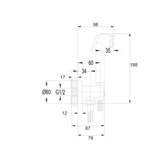 Omnires BIDETTA BIDETTA-PPCR ruční bidetová sprcha s držákem, chrom