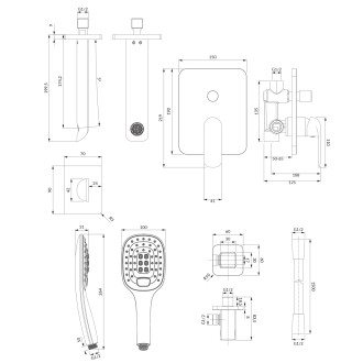 Omnires SACRAMENTO podomítkový vanový systém, černý mat SYSSCW01BL