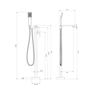 Omnires APURE volně stojící vanová baterie, chrom lesk AP2233CR