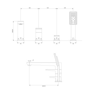 Omnires PARMA PM7432GR Vanová 4-otvorová baterie, grafit