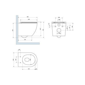 Omnires OTTAWA závěsná WC mísa včetně soft - close sedátka, bílá lesk OTTAWASPMWBP