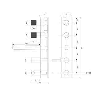 Omnires CONTOUR pět otvorová podomítková vanová baterie, kartáčovaný antracit CT8037-1AT