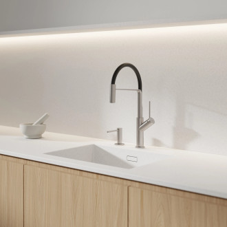 Omnires Vita kuchyňská baterie s výsuvnou výpustí kartáčovaný nikl / mat černá VI6350BLNI