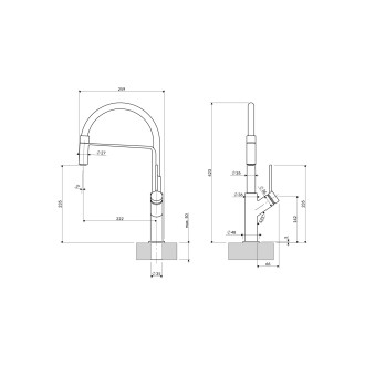 Omnires Vita kuchyňská baterie s výsuvnou výpustí kartáčovaný nikl / mat černá VI6350BLNI