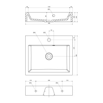 Omnires THASOS M+ THASOS500ZPBP Umyvadlo, litý mramor, bílá lesk