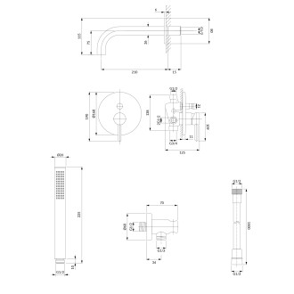 Omnires Y SYSYW01CP Podomítkový vanový set, měď